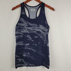 Athleta Speedlight Racerback Seamless Tank Womens Medium Navy Blue Camo Shirt